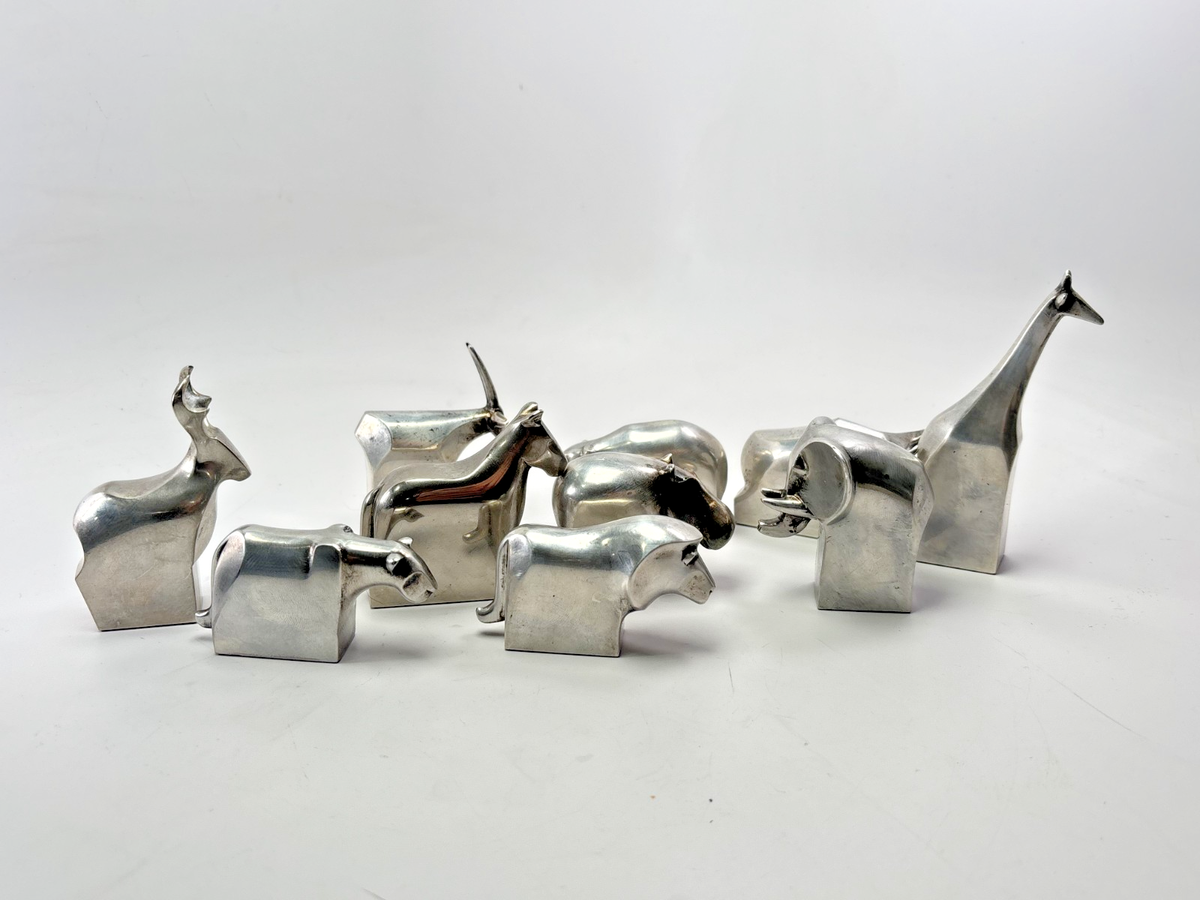 Dansk Set Of 10 Silverplate Figurines By Gunnar Cyren Animals Wild
