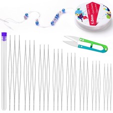 26 Pcs Beading Needles Set, Beading Needles for Seed Beads, 24 Pcs Big Eye Be...