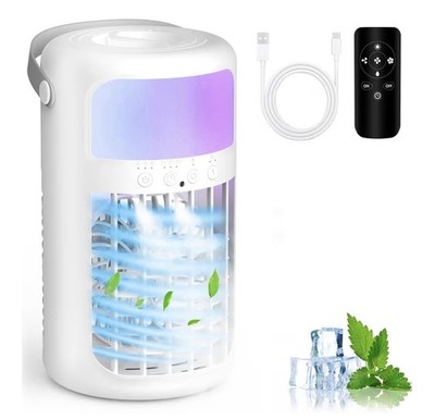 Portable Evaporative Air Cooler Remote 3 Speeds 2 Spray Modes 7 LED Timer