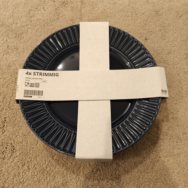 4x Platos IKEA Azul Strimmig Nuevos 27cm Vajilla Comedor