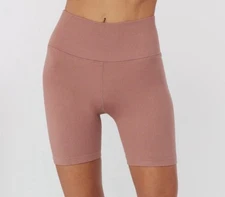 Spiritual Gangster Seamless Ribbed Biker Shorts Cappuccino Dusty Rose XS Small
