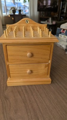SMARTEK Wooden Spool & Sewing Notions Box 2 Drawers 24 Threads 7 x 7''