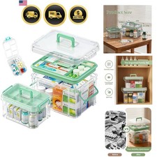 2-Pack Clear Medicine Storage Box Set with Pill Organizer