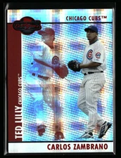 Carlos Zambrano Ted Lilly 2008 Topps Co-Signers #082b Hyper-Plaid-Red #/100 Cubs