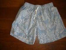 Boy's Swimming Trunks Small chubbies Light Blue w/White Pineapples O91