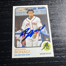 Brainer Bonaci Signed IP Auto 2022 Topps Heritage Minor League #44 Salem Red Sox
