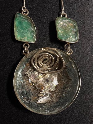 Römische Glas Halskette 925 Silber Heiliges Land Schmuck