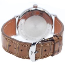 IWC PORTOFINO 37 IW458111 37mm SS Leather Navy Dial Automatic Date #C250 3