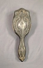 Vintage Empire Art Silver Ornate Floral Hair Brush Art Nouveau Repouss  Style