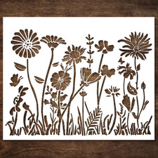 Large Wildflower Stencil for Painting 15x12 Inches - Stencils for Crafts Reusa