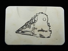 RD07128 VINTAGE 1970s  TRAIN ENGINE  RAILROAD SOLID BRASS BELT BUCKLE