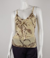 Christian Dior Saddle Print John Galliano US8 Beige Camisole Top Cashmere Silk
