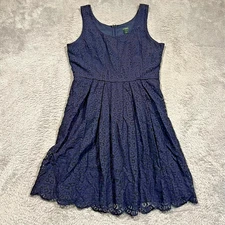 J Crew Fit N Flare Sleeveless Cocktail Dress Women's 12 Blue Lace Lined