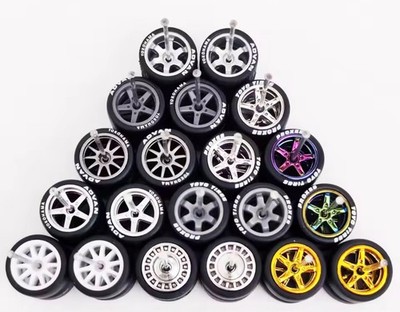 1/64 Wheels & Rubber Tires (10 Sets) Fits Hot Wheels Real Riders Mixed Lot K
