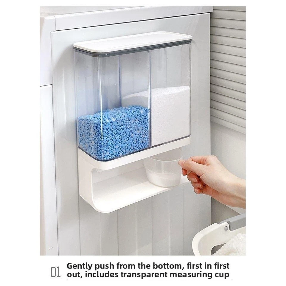 Wall Mounted Laundry Detergent Box with Adjustable Compartments and Seal - Image 4 of 4