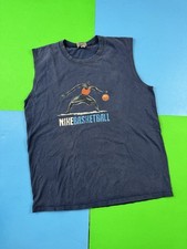 Vintage 90s NIKE Basketball Tank Top Shirt Size Large Navy Blue Hoops NBA USA