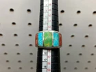 Vintage Ladies Native American Turquoise Coral Ring Size 7 Sterling Silver