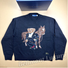 POLO RALPH LAUREN Polo Bear Horse Knit Sweater Crewneck Navy Men's M NWT