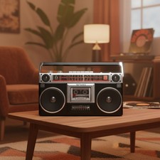 Retro Boombox Radio Cassette Player Recorder AM/FM Bluetooth USB Micro SD