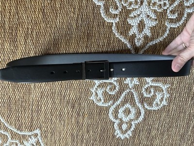 Perry Ellis men's faux leather belt black gunmetal with logo size 36/90 HP06034