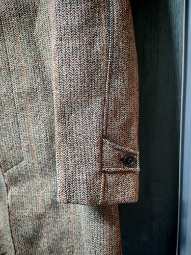 1970s Vintage handtailored all worsted tweed bespoke classic brown over coat 42R - Picture 6 of 12