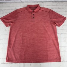 Tommy Bahama Palm Coast Island Zone Red 100 Polyester Golf Polo Men's Large