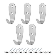 5 Pcs Wall Mounted Hook Robe Single Dresses Hanger With Screws, Stainless Steel