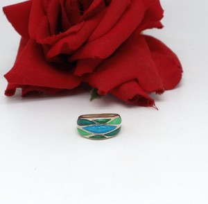 Sterling Silver Enamel  Ring Size 5 4.95g   Cat RESCUE