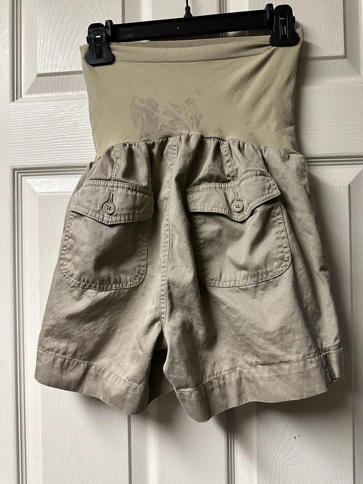 Oh Baby Motherhood Cargo khaki Shorts Womens Size M Medium Maternity Low Rise - Image 2 of 4