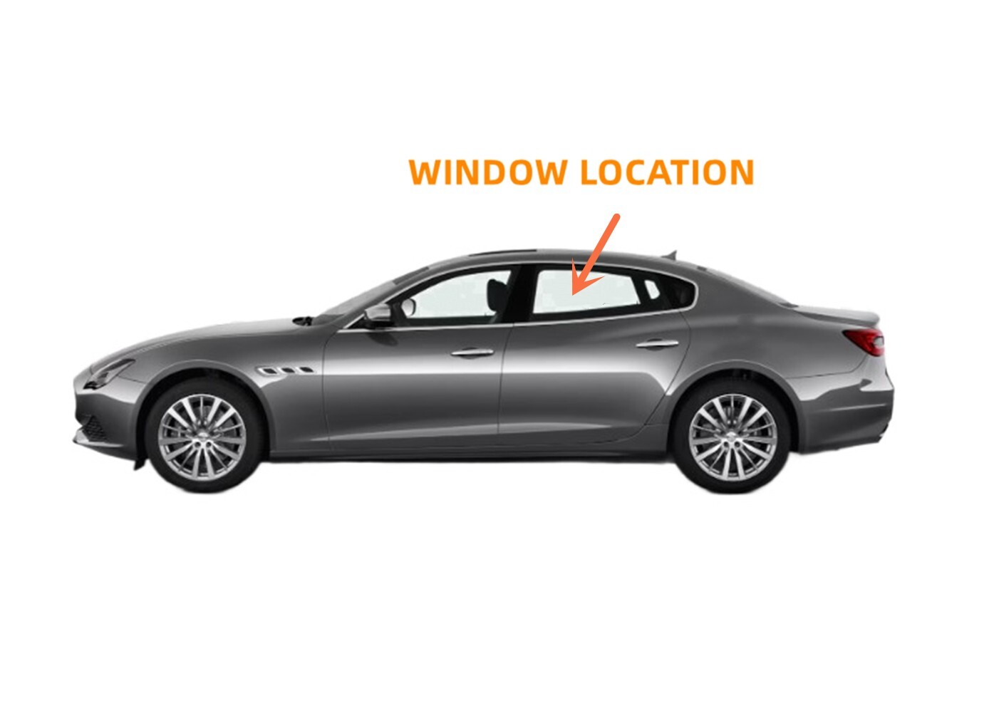 Driver/Left Rear Door Window Glass LAMI. For 2014-2024 Maserati Quattroporte