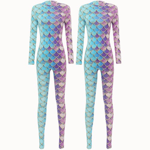 Women Mermaid Fish Scales Printing Full Bodysuit Surfing Jumpsuits Rompers - Picture 55 of 99
