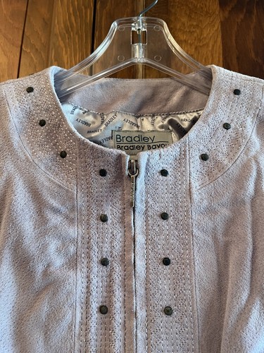 Bradley Bayou Lavender Suede Studded Leather Jacket Womens Size Small NWT - Picture 11 of 14