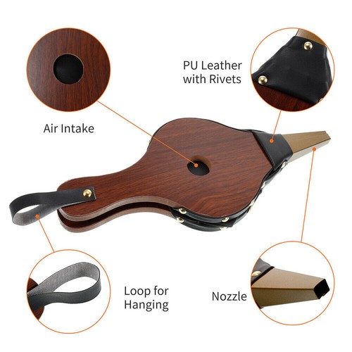 Fireplace Bellows Wooden Air Blower Cast Nozzle Hand Bellow Pump Fire