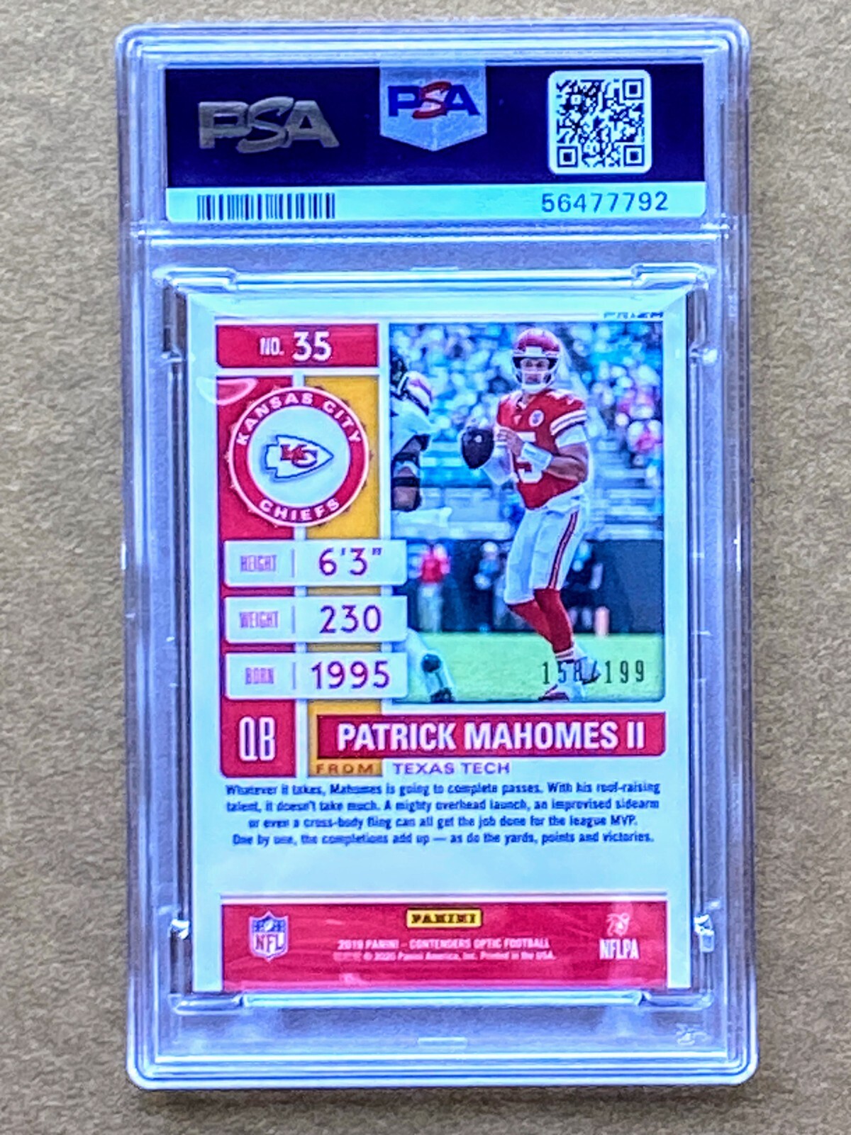 2019 Contenders Optic Red PATRICK MaHOMES #35 PSA 10, SB LIV, LVII, LVIII MVP! view 4