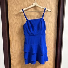 Blue 3 Tier Ruffle Skirt Spaghetti Strap Mini Dress