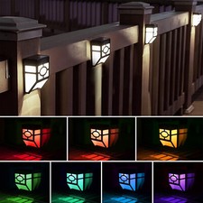 4Pack LED Solar Fence Light Outdoor Garden Deck Wall Decor Lamp 8 Lighting Color