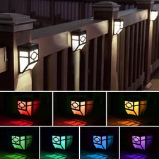 4Pack LED Solar Fence Lights Outdoor Garden Yard Driveway Pathway Deck Wall Lamp