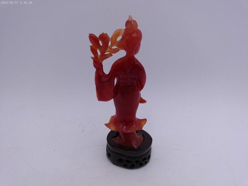 Chinesischer roter Guanyin geschnitzte Figur - Bild 5 von 8