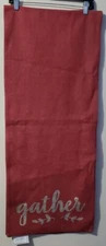 THRO By Mario Lorenz Cotton Burlap Gather Fall Table Runner 16”x80” Spice NWT