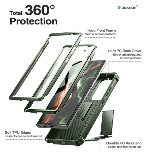 Funda Dexnor para Samsung Galaxy S23 Ultra 5G resistente cubierta resistente y soporte - Imagen 40 de 72