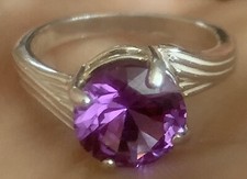 Alexandrite Lab Created Offset 925 Sterling Silver Ring Size 6.5