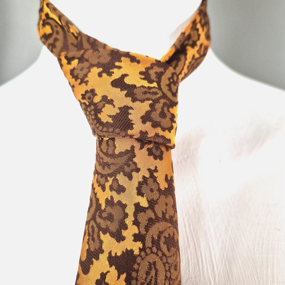 Vintage Men's Tie 1970's Exclusive Finest Mustard Paisley Australia - Image 2 of 4