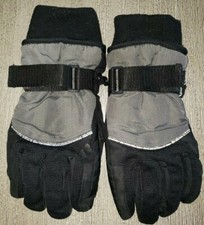 boys medium 8/12 THINSULATE 40 GM BLACK GRAY GLOVES adjustable cuffs WARM NICE