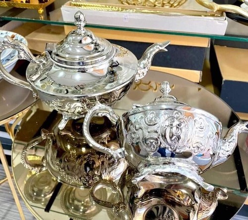 Moroccan Handmade Silver TeaPot , Luxurious Engraved Tea Serving Pot - Picture 5 of 5
