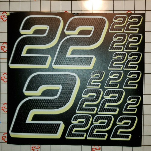Matte Black-w/Gloss Carbon Fiber yellow/white #2's Racing Vinyl Decal Sheet Rc - Picture 3 of 11