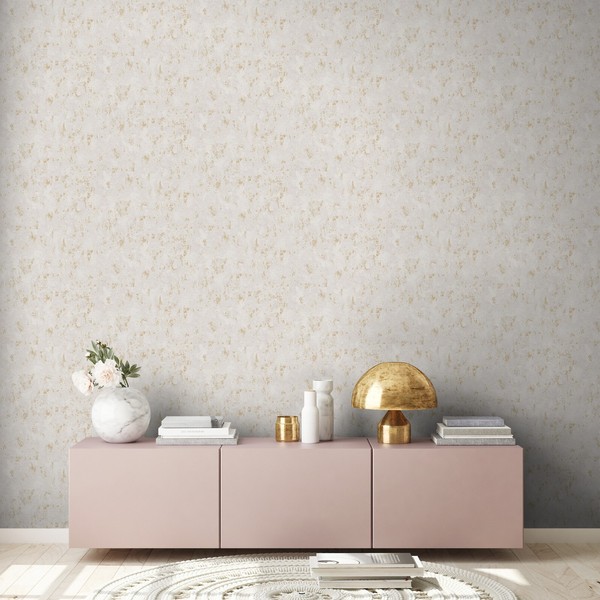 Vliestapete Mit Putzoptik Grau Gold Metallic Strukturtapete Badezimmer Flur-image