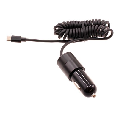 36W Fast Car Charger USB-C Power Adapter Coiled Type-C Cable for Cell Phones