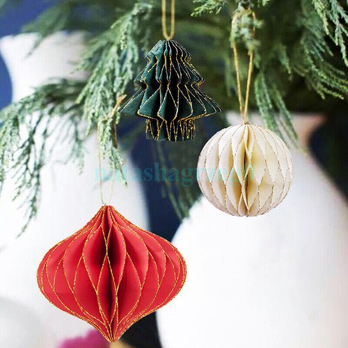 AU SALE Christmas Lantern Hanging Xmas Tree Ornaments Honeycomb Paper Ball Party - Picture 12 of 17