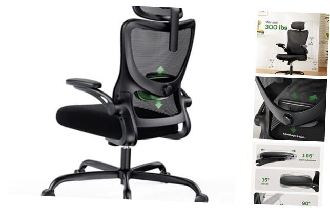 Ergonomic Mesh Office Chair with Headrest in Light Black-image