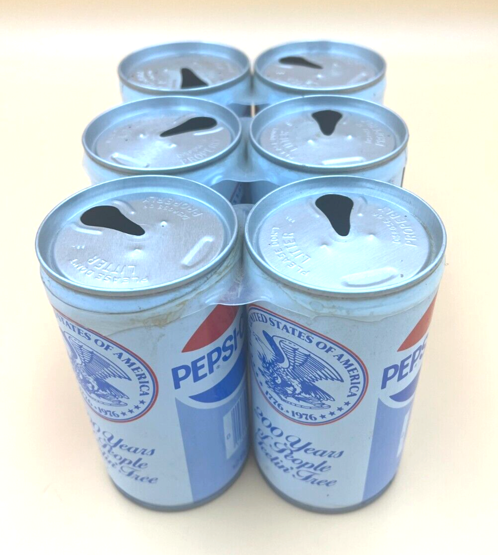 Pepsi-Cola July 4th 1976 ~ Bicentennial 200 yrs. Six Cans ~ Pop